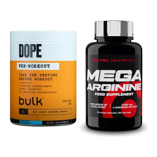 Trainings-Set: Bulk Dope Pre-Workout 30 Serv. + Scitec Mega Arginine – alle enthaltenen Artikel
