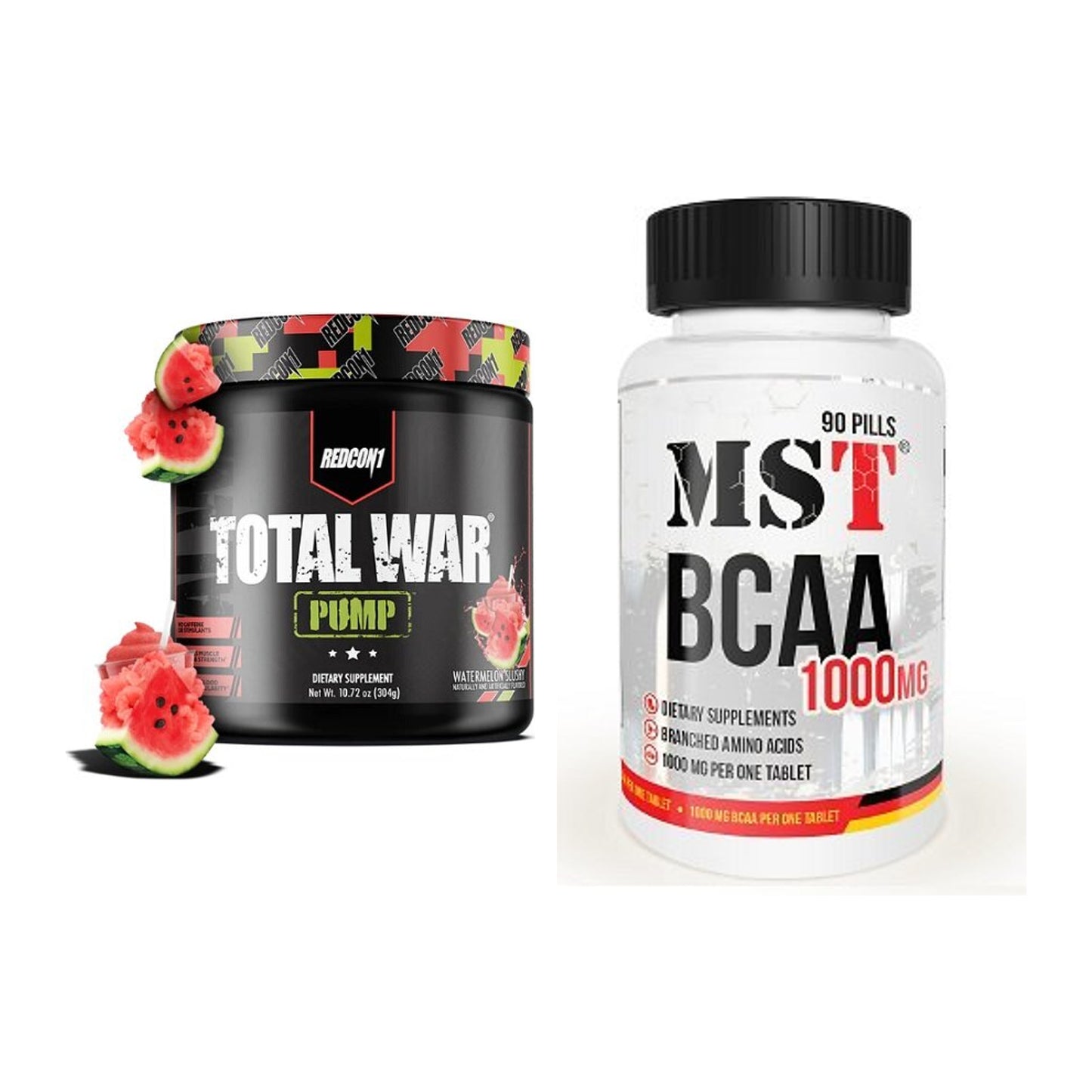 Trainings-Set: Redcon1 Total War PUMP + MST BCAA 1000 (90 Tabl.) – alle enthaltenen Artikel