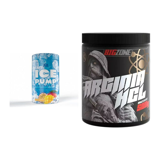 Treningssett: FA Nutrition ICE Pump + Big Zone Arginine HCl - alle varer inkludert