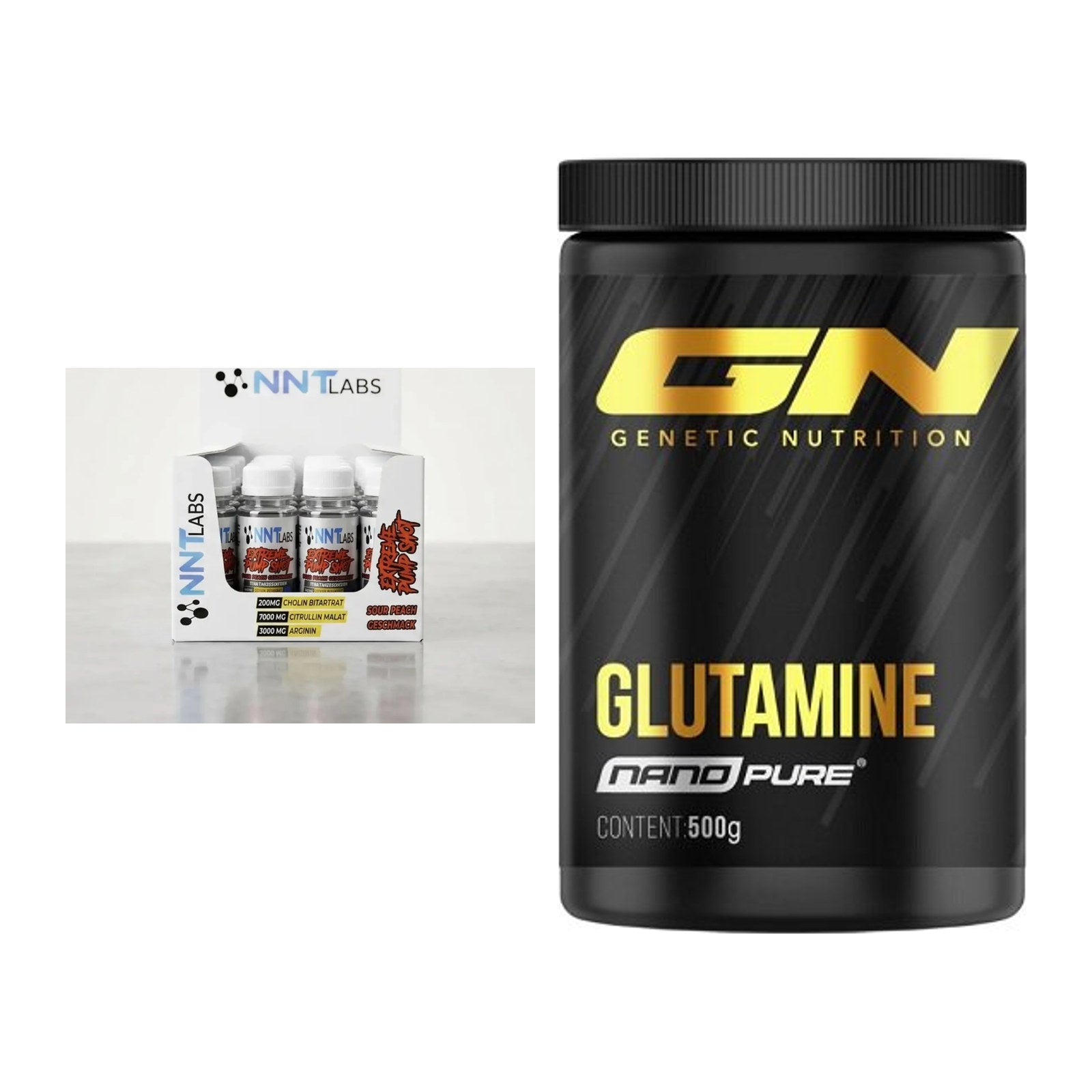 Trainings-Set: NNT Extreme Pump Shot + GN Nano Pure Glutamine – alle enthaltenen Artikel
