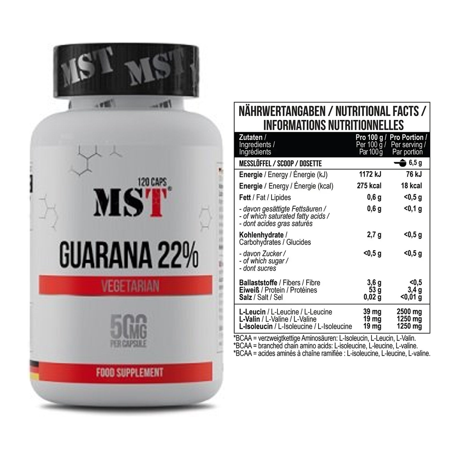Trainings-Set: MST Guarana 22% + MST BCAA Zero – alle enthaltenen Artikel
