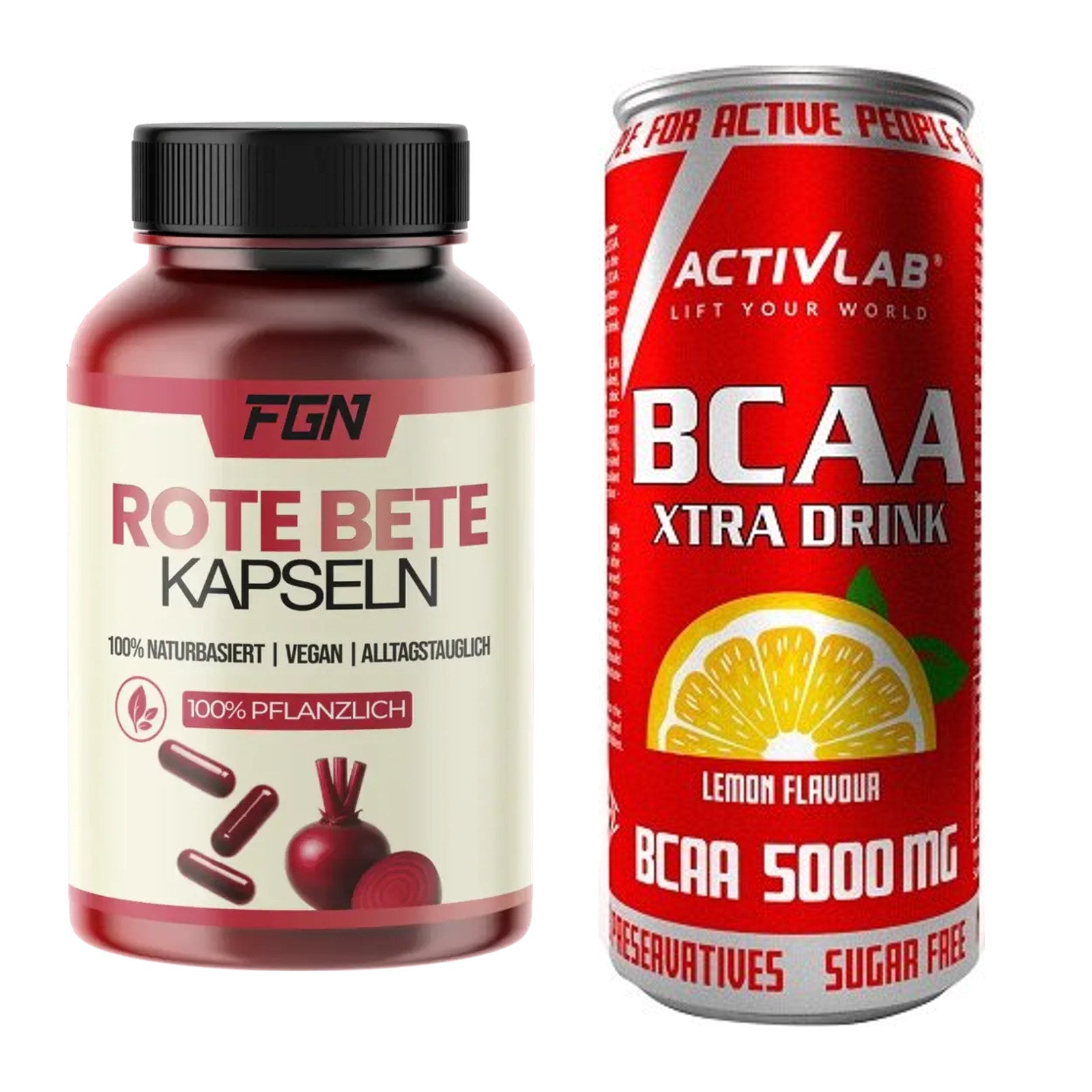 Trainings-Set: FGN Rote Beete + Activlab BCAA Xtra Drink 5000mg – alle enthaltenen Artikel