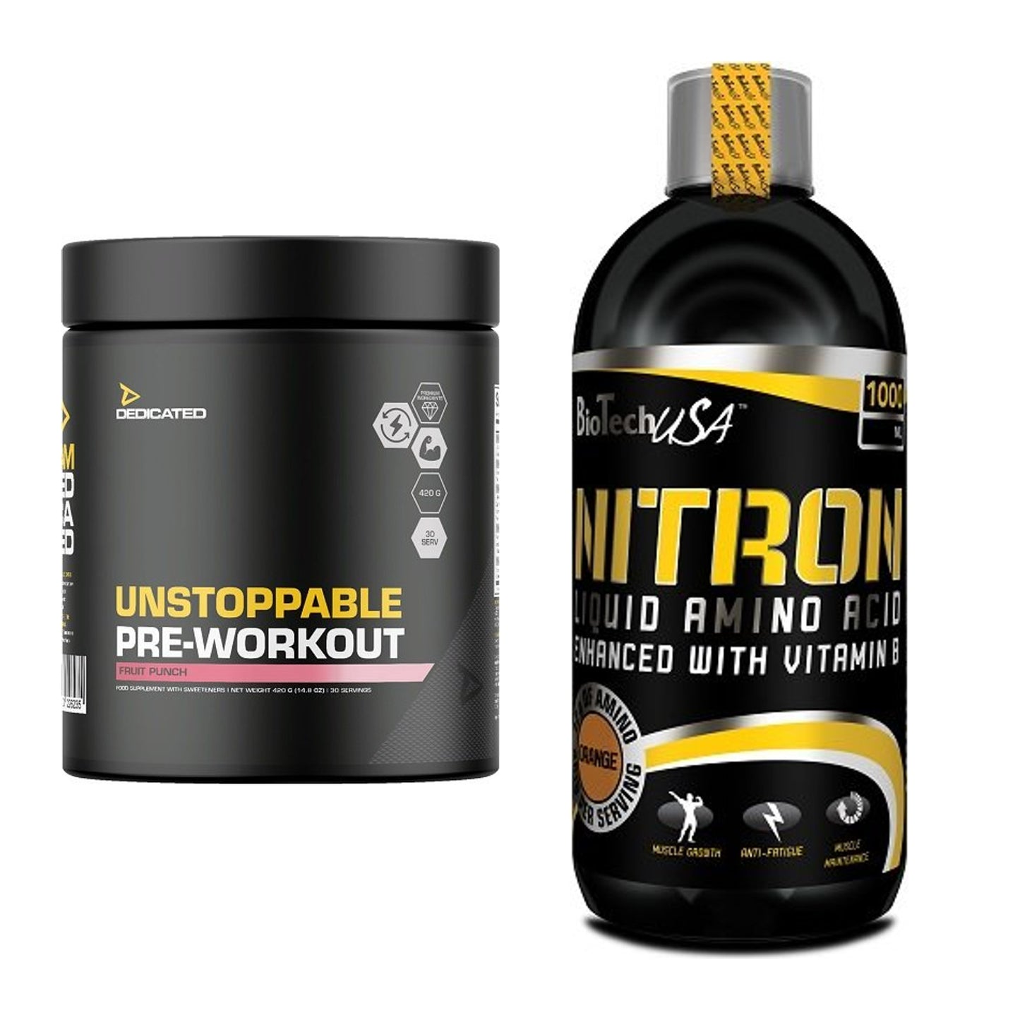 Trainings-Set: Dedicated Unstoppable + BioTech Liquid Amino – alle enthaltenen Artikel