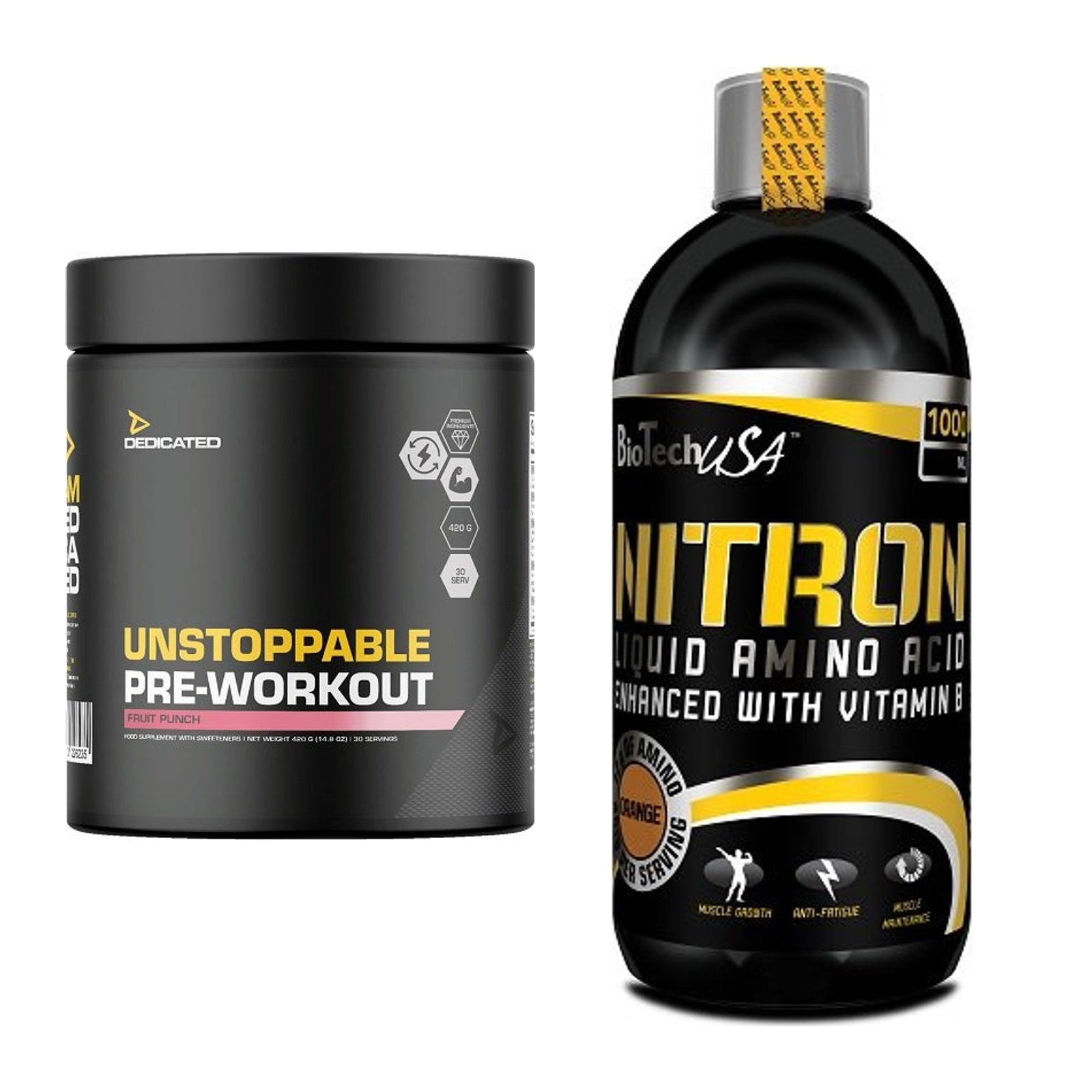 Trainings-Set: Dedicated Unstoppable + BioTech Liquid Amino – alle enthaltenen Artikel