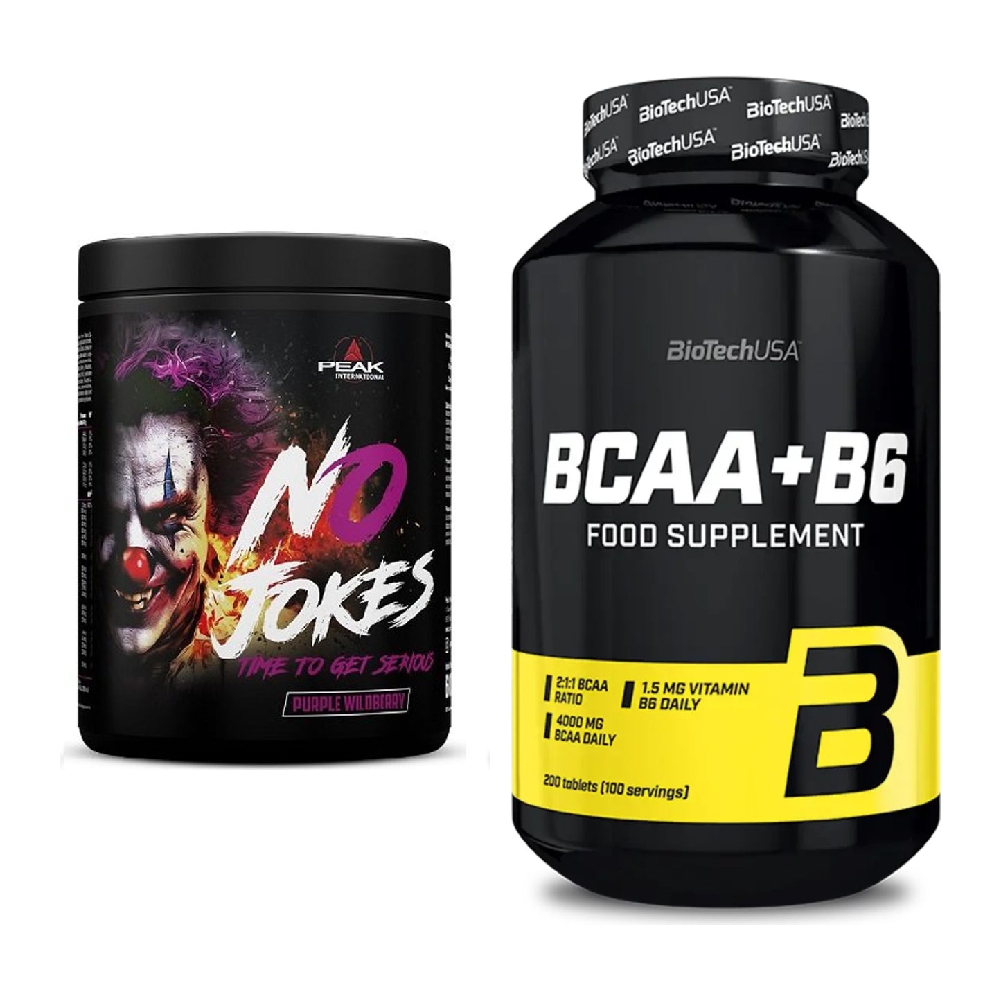 Trainings-Set: Peak No Jokes + BioTech BCAA+B6 200 Tabl – alle enthaltenen Artikel