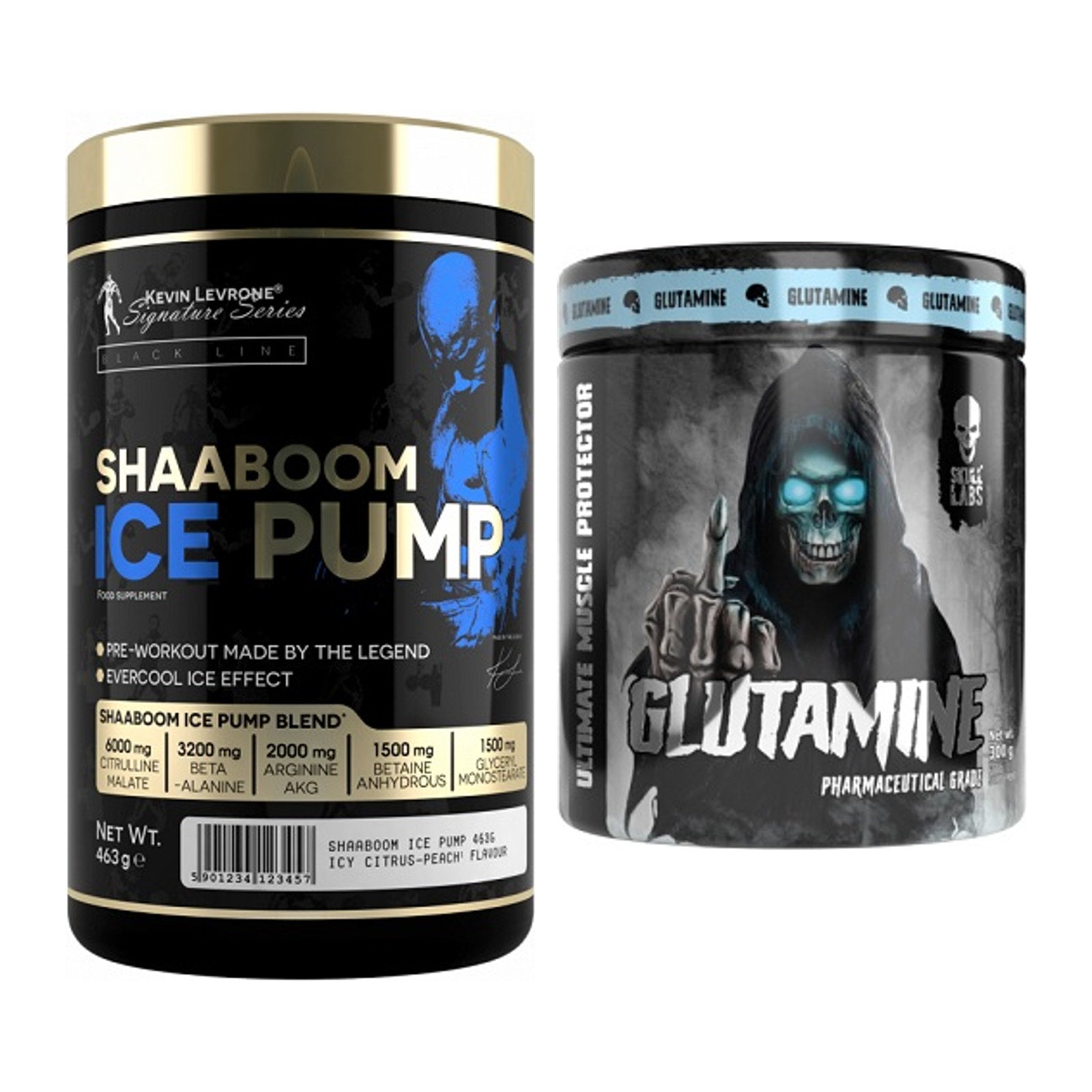 Trainings-Set: Kevin Levrone Shaaboom Ice Pump + Skull Labs Glutamine – alle enthaltenen Artikel