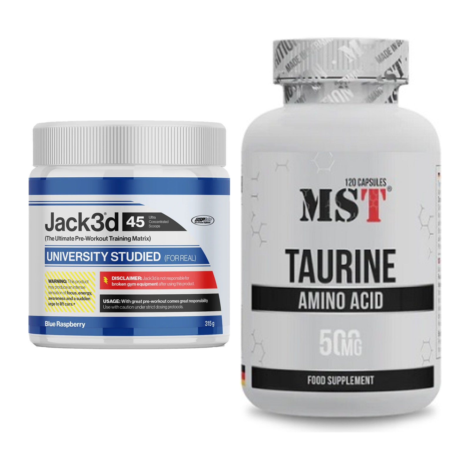 Trainings-Set: USP Labs Jack3d 45 Serv. + MST Taurine – alle enthaltenen Artikel