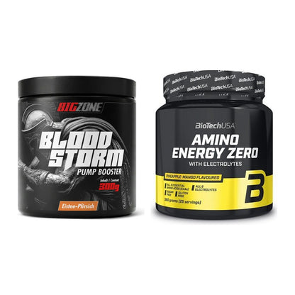 Trainings-Set: Big Zone Bloodstorm 2.0 + BioTech Amino Energy Zero – alle enthaltenen Artikel