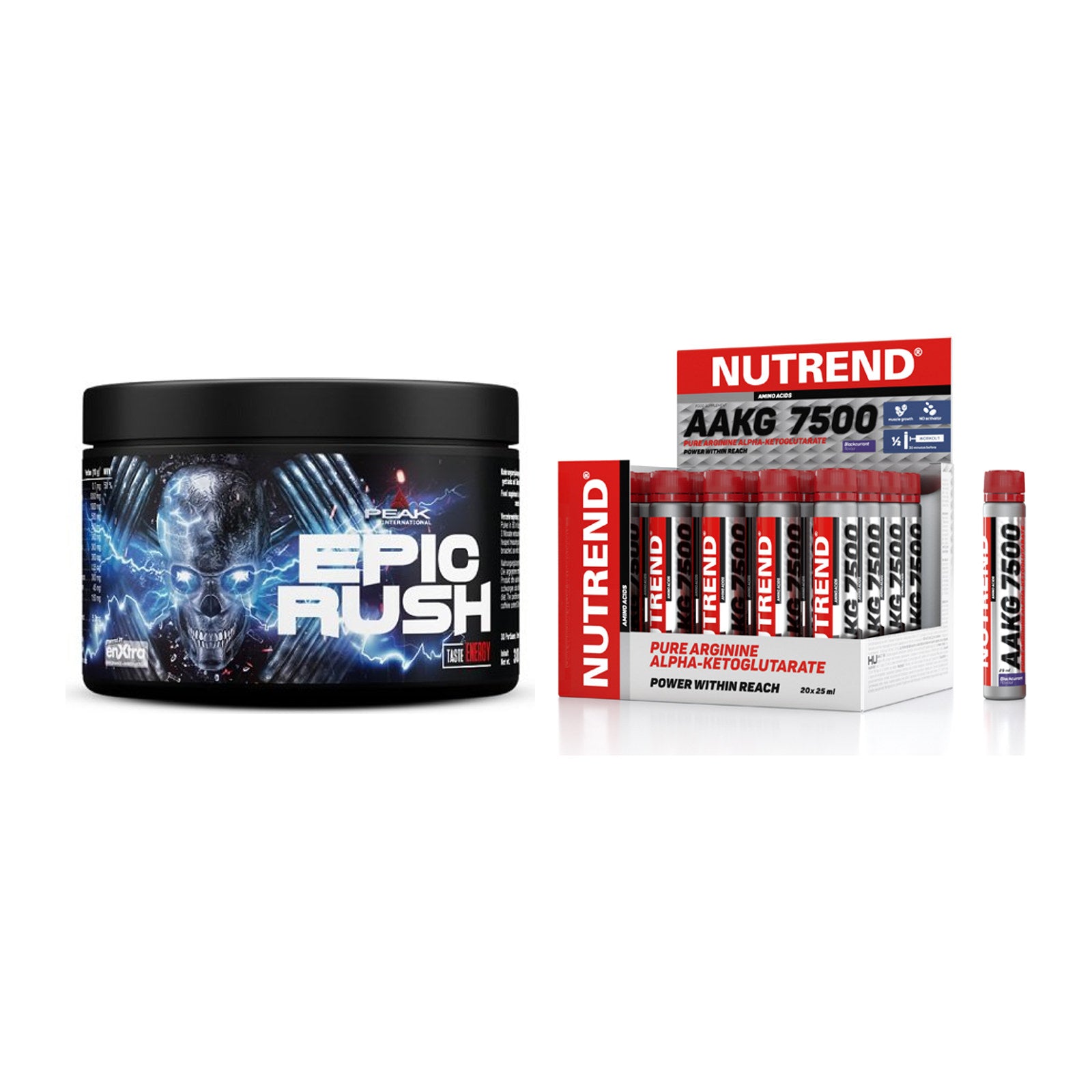 Trainings-Set: Peak Epic Rush + Nutrend AAKG 7500 Shots – alle enthaltenen Artikel