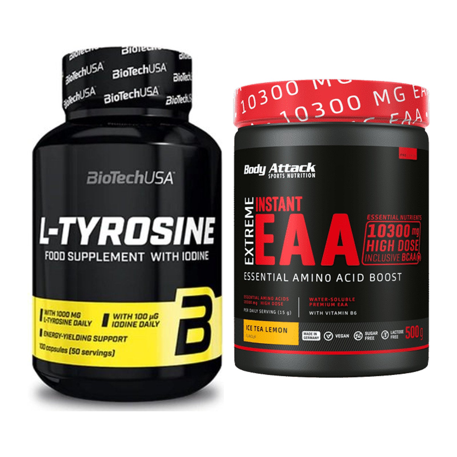 Trainings-Set: BioTech Tyrosine + Body Attack Extreme Instant EAA – alle enthaltenen Artikel