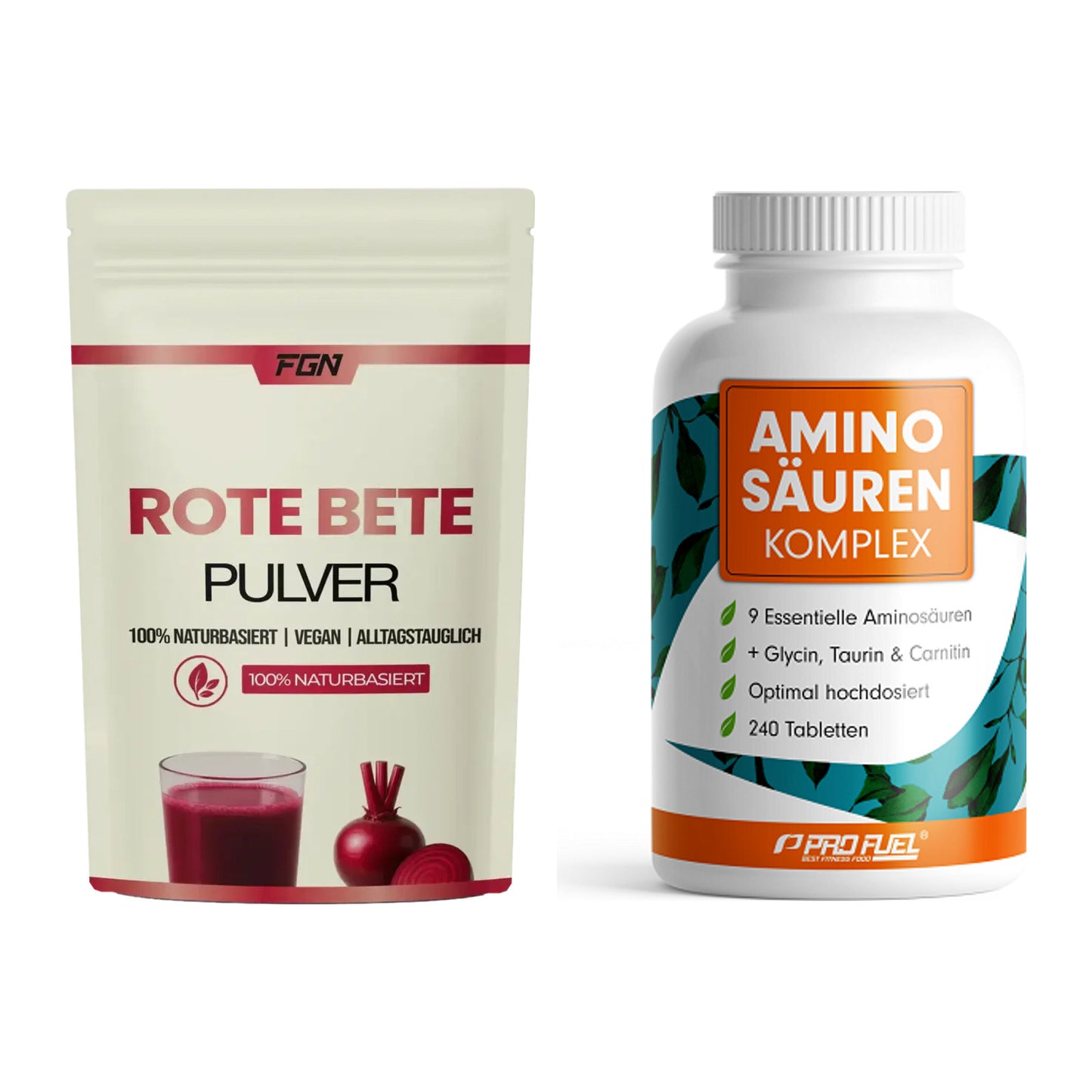 Trainings-Set: FGN Rote Beete Pulver + ProFuel Aminosäuren Komplex 240 – alle enthaltenen Artikel