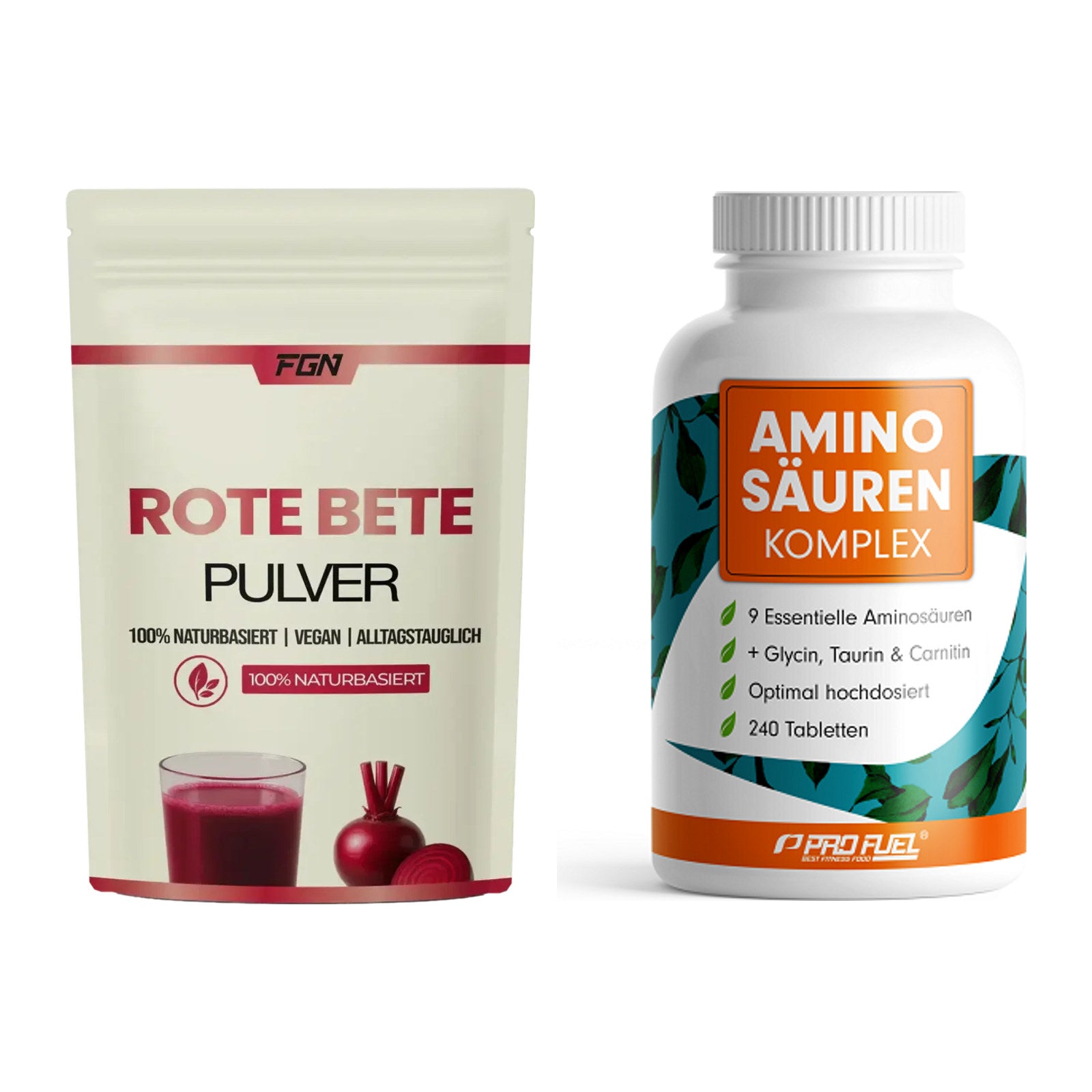 Trainings-Set: FGN Rote Beete Pulver + ProFuel Aminosäuren Komplex 240 – alle enthaltenen Artikel