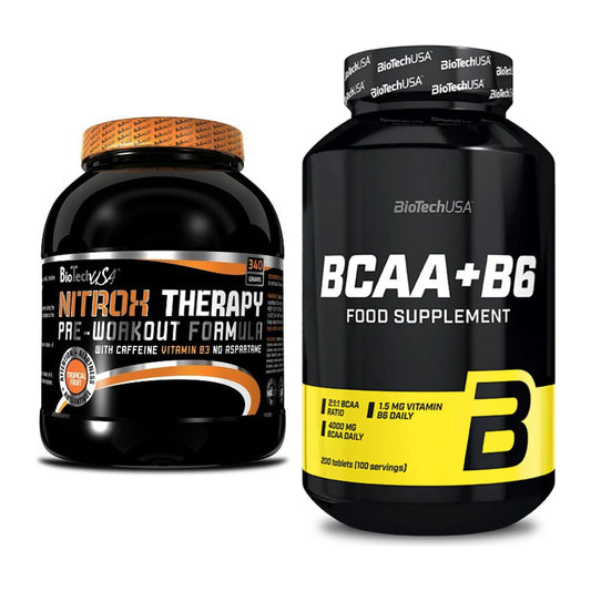 Tréninkový set: BioTech NitroX Therapy + BioTech BCAA+B6 200 tablet - všechny položky v ceně