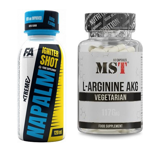 Trainings-Set: FA Nutrition Xtreme Napalm + MST Arginin AAKG 1178mg – alle enthaltenen Artikel
