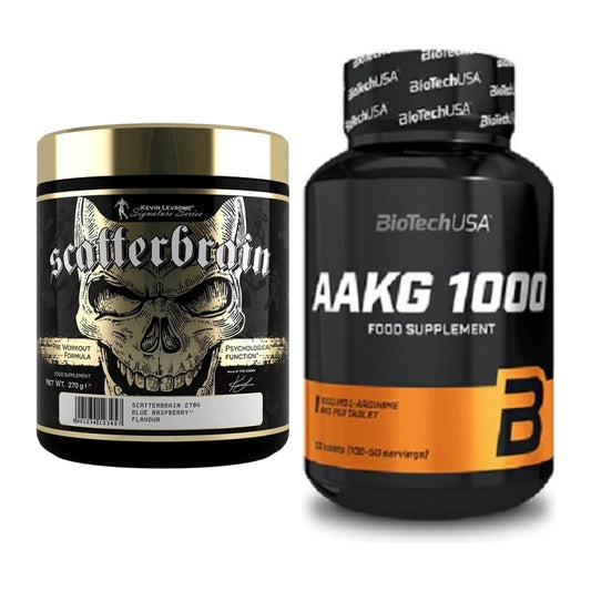 Trainings-Set: Kevin Levrone Scatterbrain + BioTech AAKG 1000mg 100 – alle enthaltenen Artikel