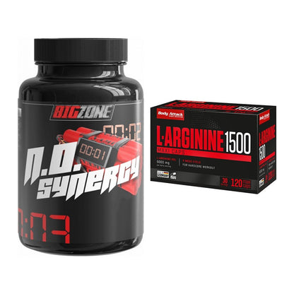 Trainings-Set: Big Zone N.O Synergy + Body Attack L-Arginin 1500 – alle enthaltenen Artikel