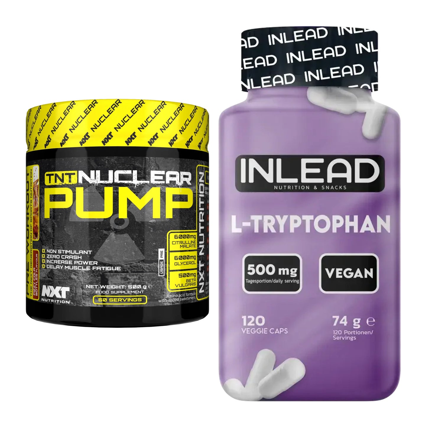 Trainings-Set: NXT Nutrition TNT Nuclear + INLEAD L-Tryptophan 500mg – alle enthaltenen Artikel