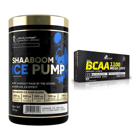 Trainings-Set: Kevin Levrone Shaaboom Ice Pump + Olimp BCAA Mega Caps – alle enthaltenen Artikel