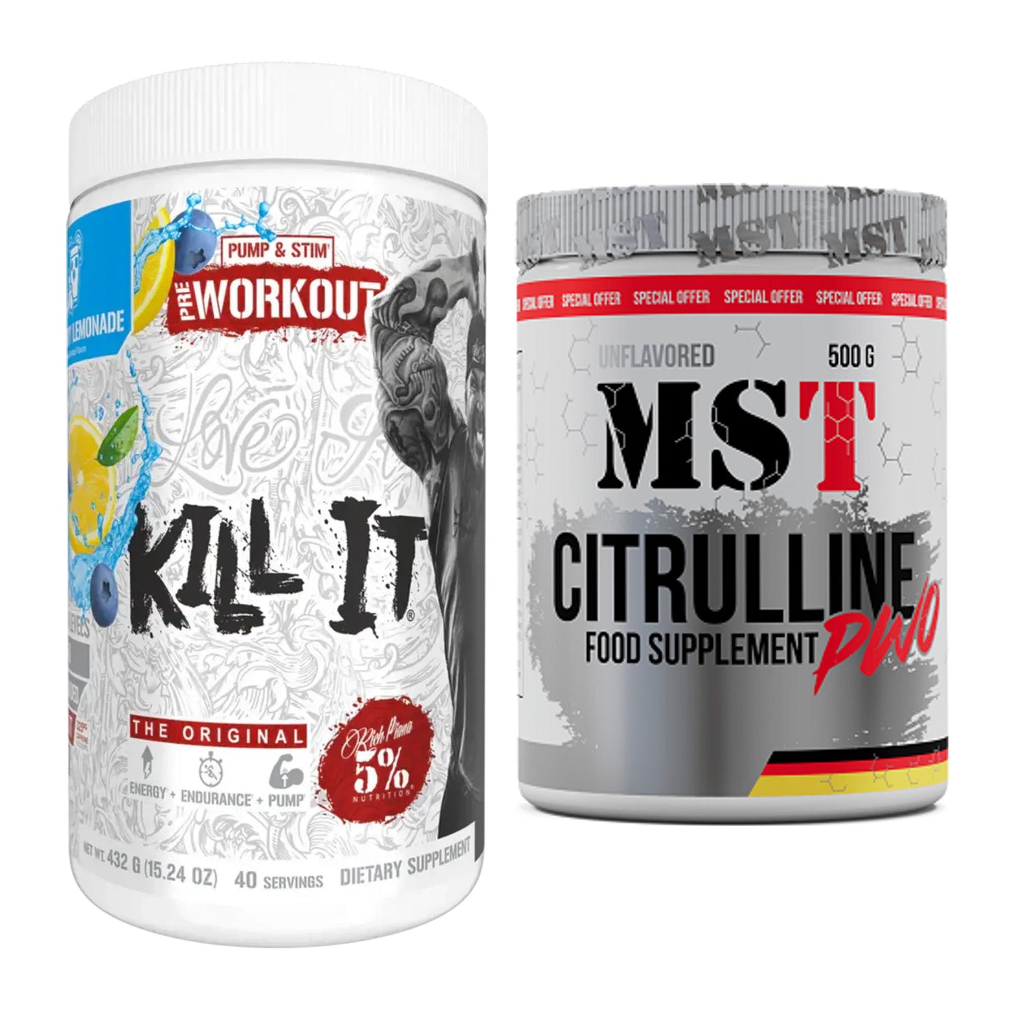 Trainings-Set: Rich Piana 5% Nutrition + MST Citrulline Malat 500g – alle enthaltenen Artikel