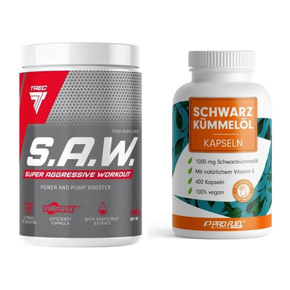 Trainings-Set: Trec Nutrition SAW Booster + ProFuel Schwarzkümmelöl – alle enthaltenen Artikel