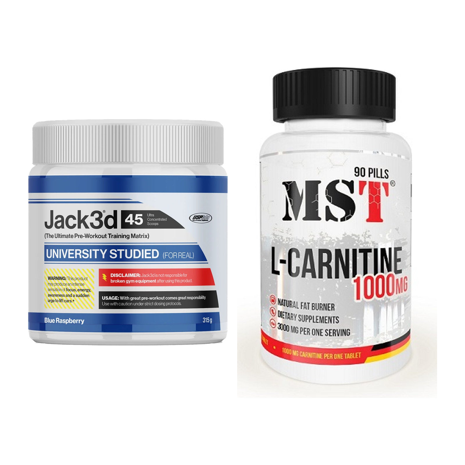 Trainings-Set: USP Labs Jack3d 45 Serv. + MST L-Carnitine 1000 (90 – alle enthaltenen Artikel