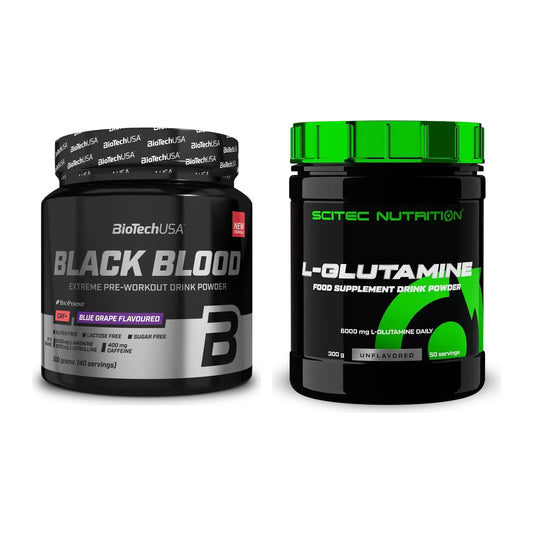 Trainings-Set: BioTech Black Blood CAF+ 300g (80 + Scitec L-Glutamin – alle enthaltenen Artikel