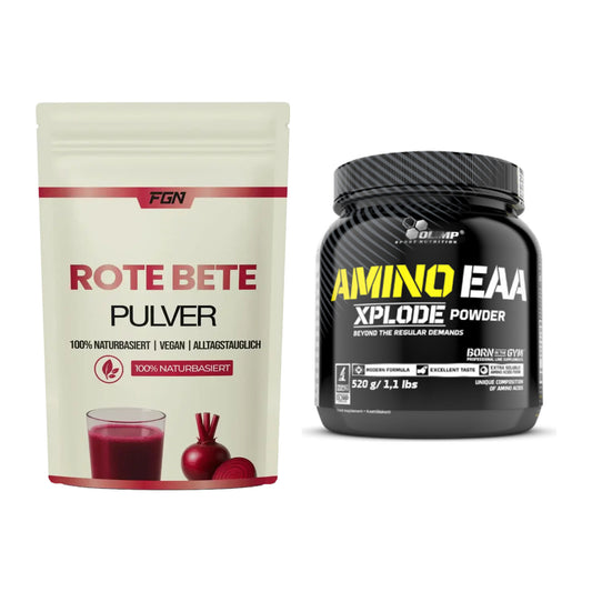 Trainings-Set: FGN Rote Beete Pulver + Olimp Amino EAA Xplode- 520g – alle enthaltenen Artikel