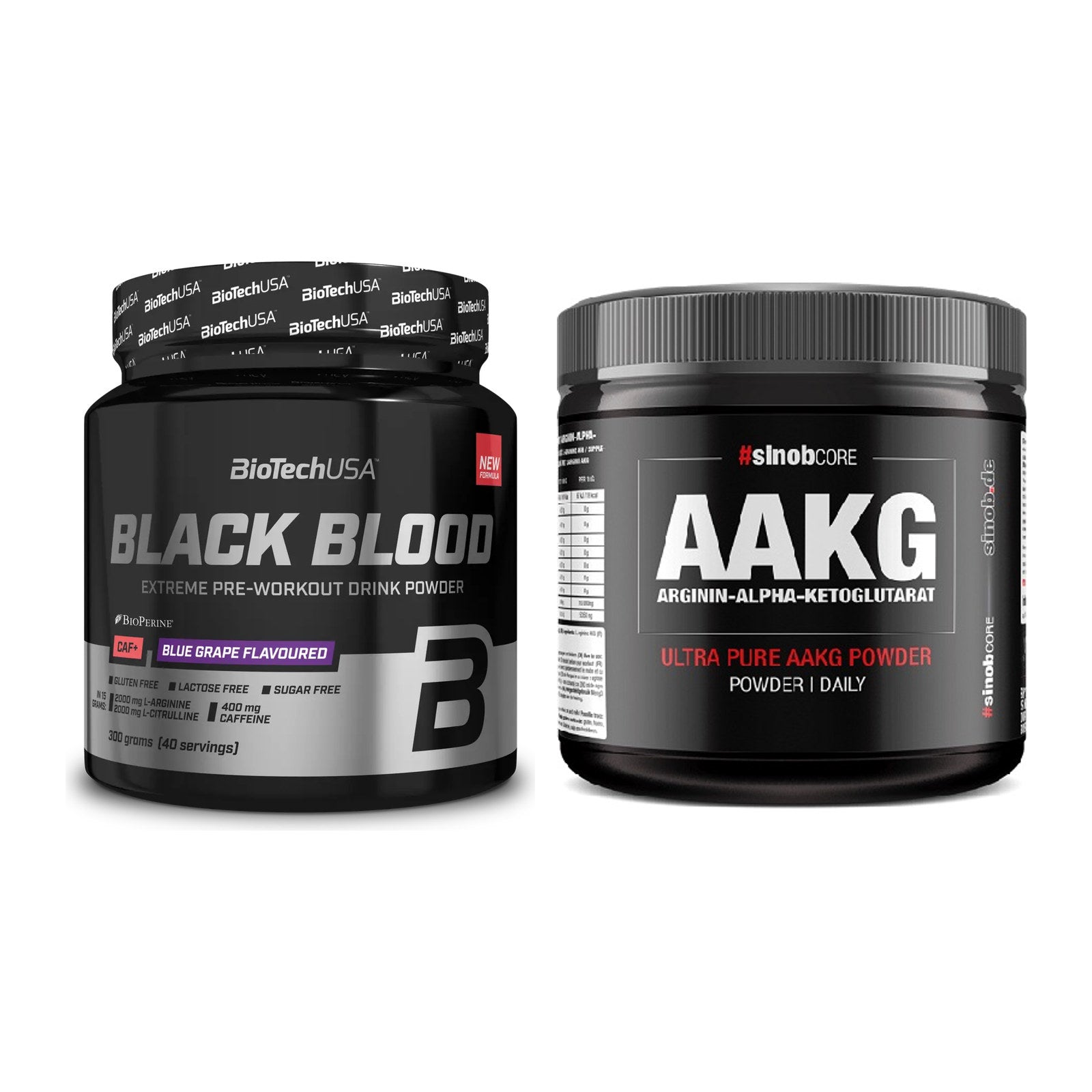 Trainings-Set: BioTech Black Blood CAF + Sinob Core Arginin AAKG – alle enthaltenen Artikel