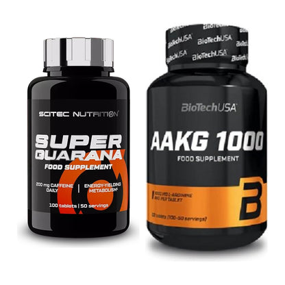 Trainings-Set: Scitec Super Guarana 100 + BioTech AAKG 1000mg 100 – alle enthaltenen Artikel