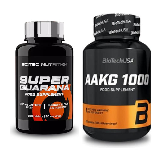Trainings-Set: Scitec Super Guarana 100 + BioTech AAKG 1000mg 100 – alle enthaltenen Artikel