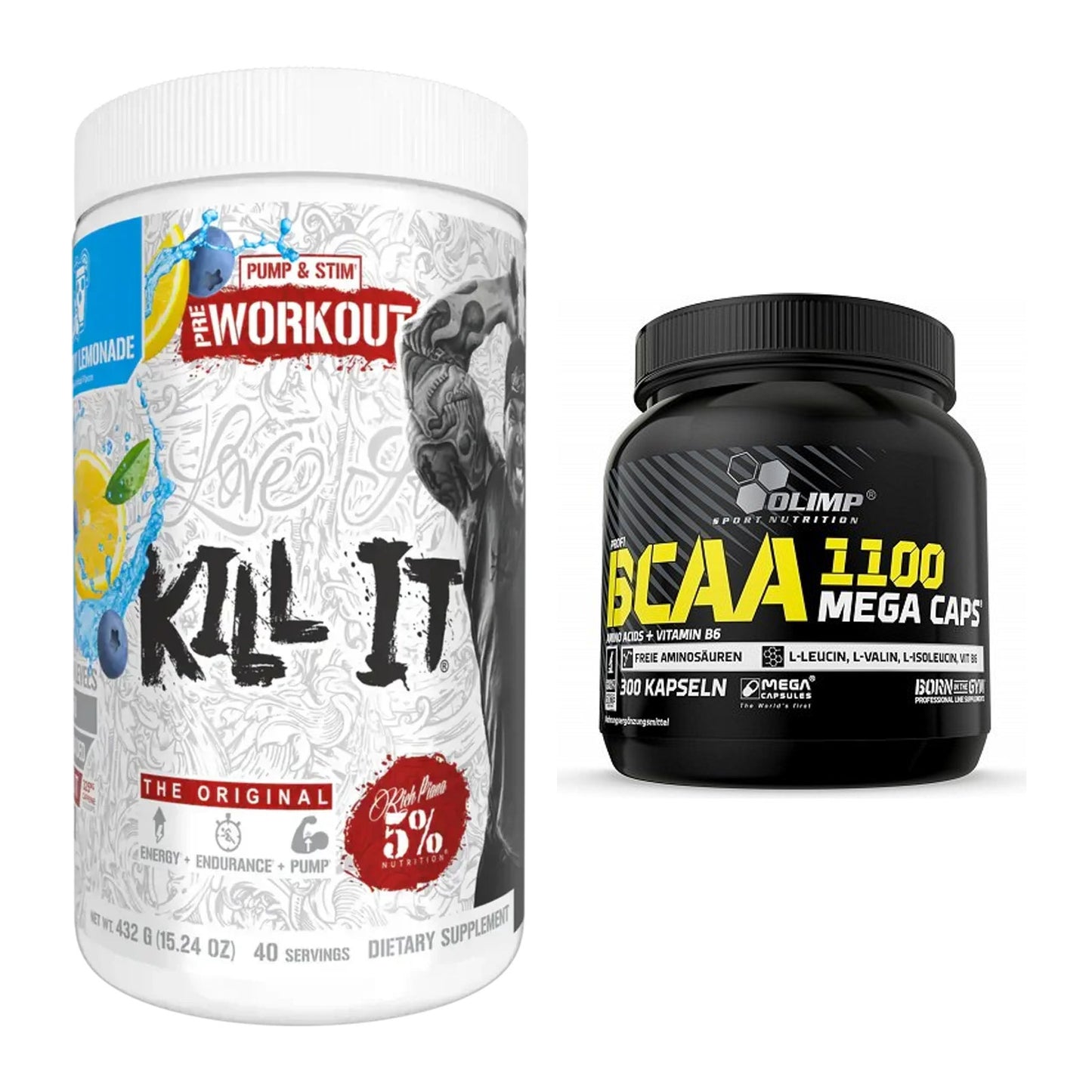 Trainings-Set: Rich Piana 5% Nutrition Kill It + Olimp BCAA Mega Caps – alle enthaltenen Artikel