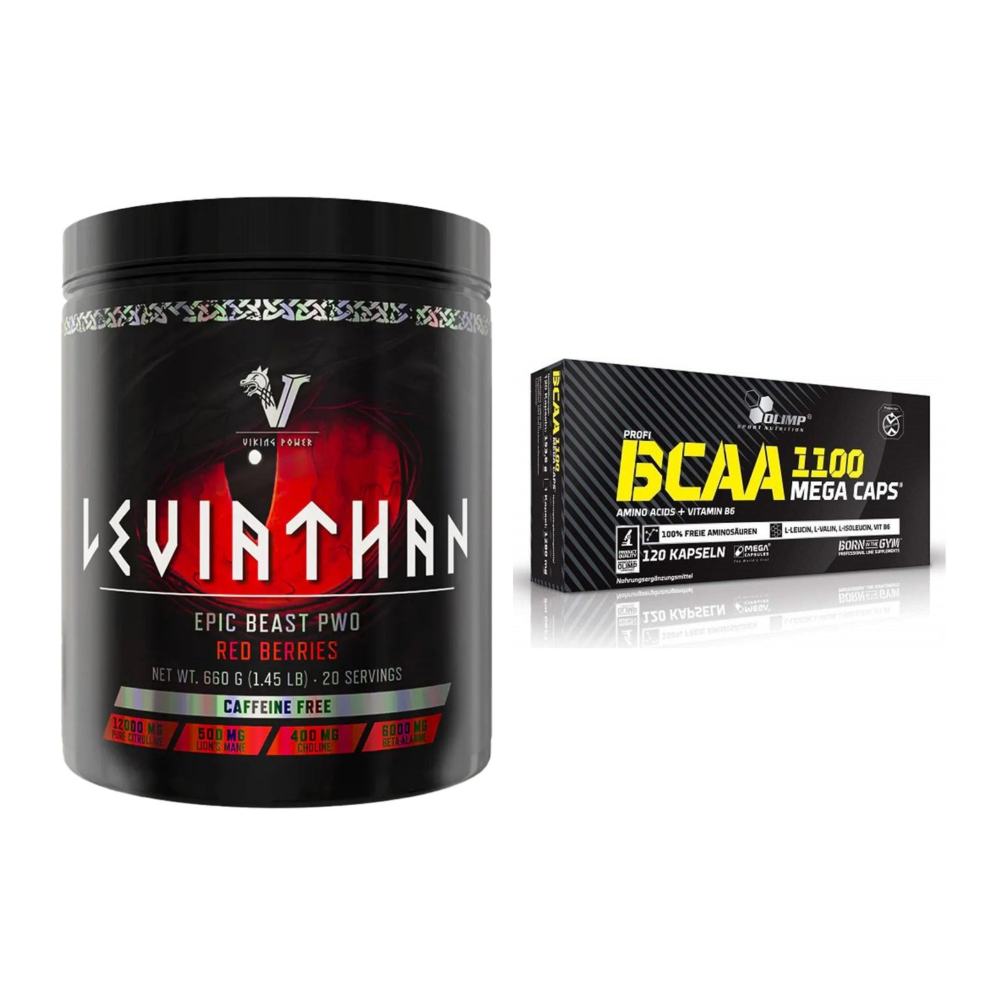 Σετ προπόνησης: Viking Power Leviathan Hardcore + Olimp BCAA Mega Caps - περιλαμβάνονται όλα τα είδη