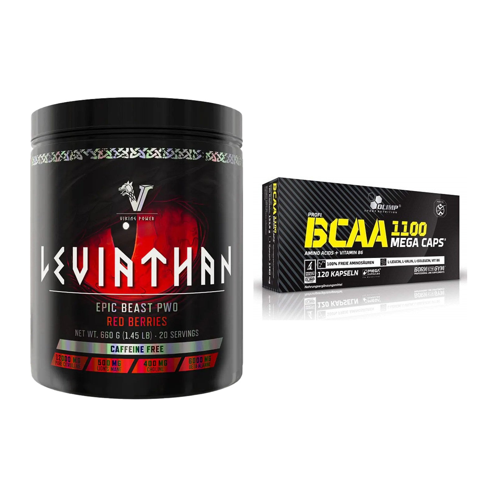 Σετ προπόνησης: Viking Power Leviathan Hardcore + Olimp BCAA Mega Caps - περιλαμβάνονται όλα τα είδη