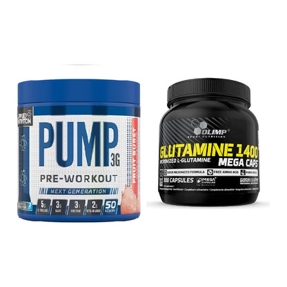 Trainings-Set: Applied Nutrition Pump + Olimp L-Glutamine Mega Caps – alle enthaltenen Artikel