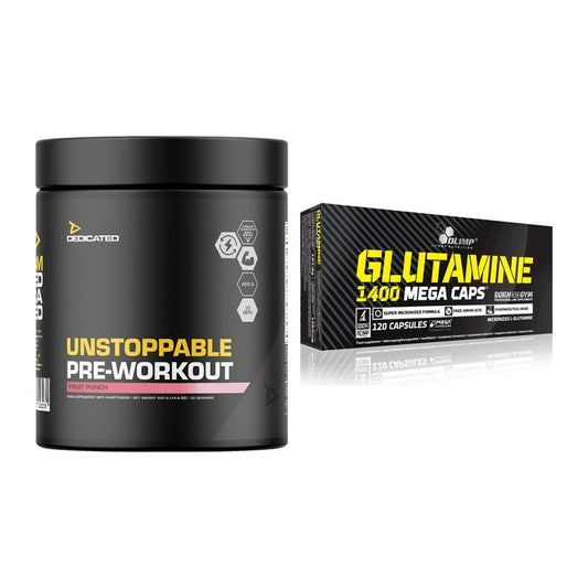 Trainings-Set: Dedicated Unstoppable + Olimp L-Glutamine Mega Caps – alle enthaltenen Artikel