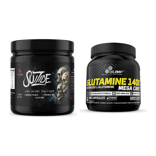 Trainings-Set: #GYMJUICE SUIZIDE Booster + Olimp L-Glutamine Mega – alle enthaltenen Artikel