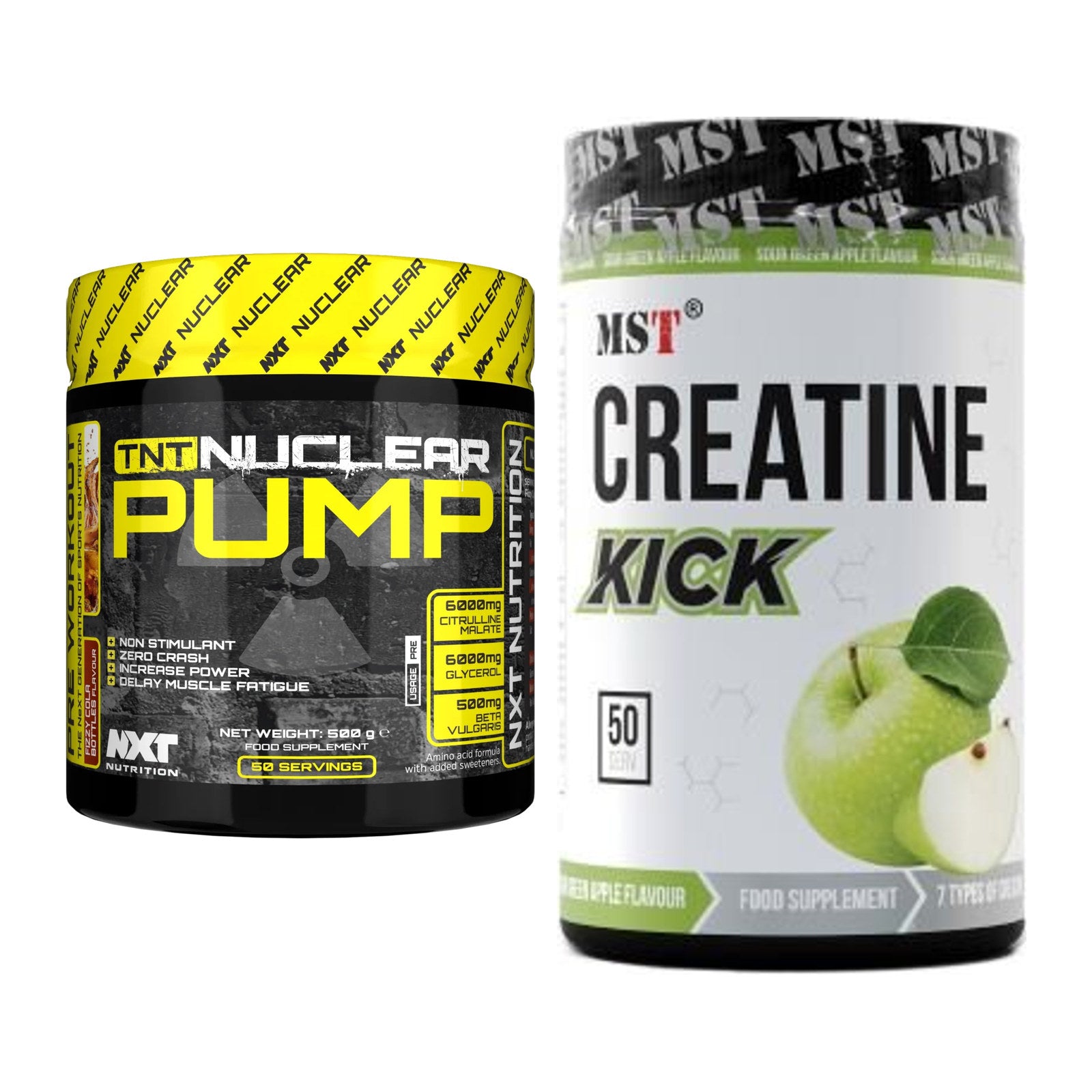Trainings-Set: NXT Nutrition TNT Nuclear Pump + MST Creatine Kick – alle enthaltenen Artikel