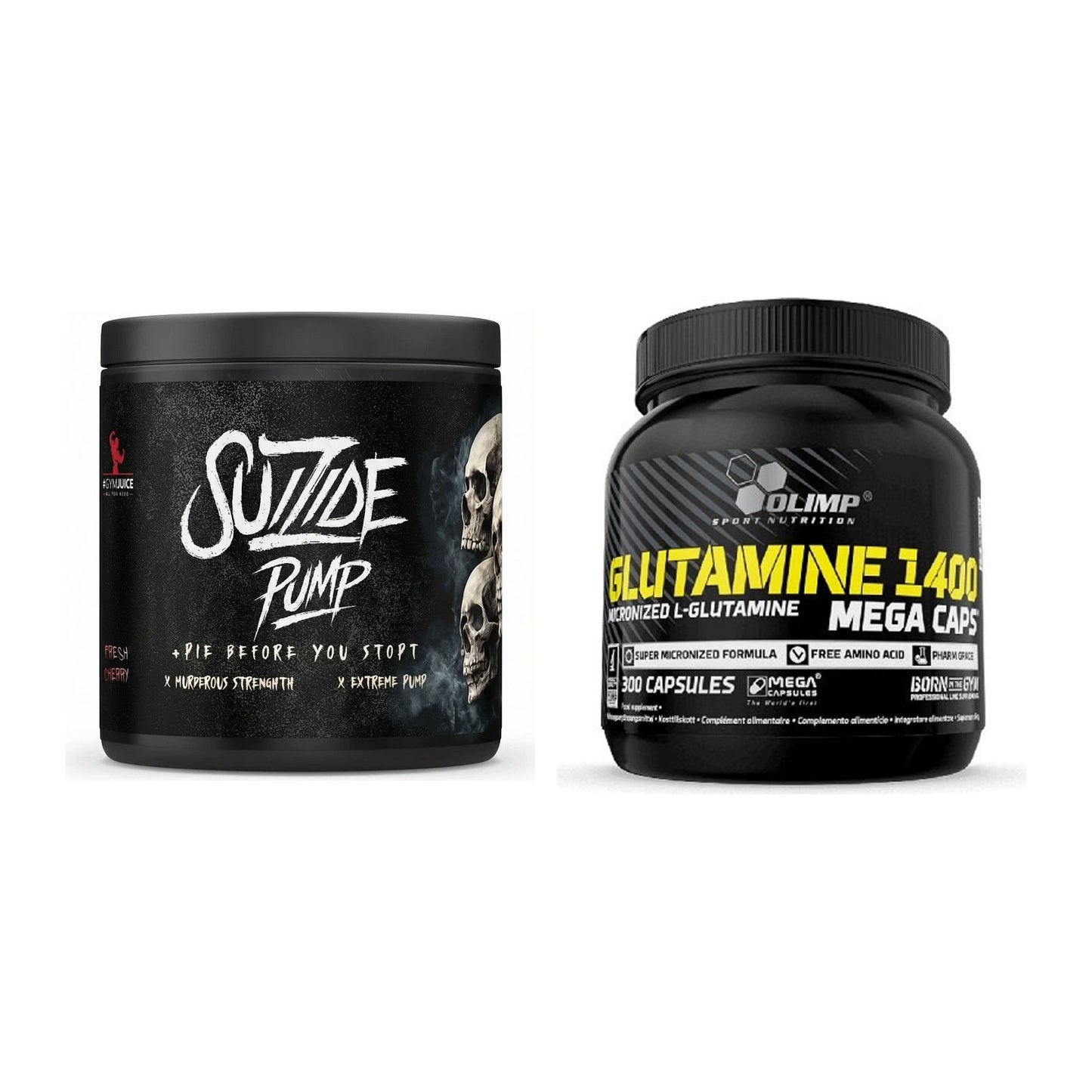 Trainings-Set: #GYMJUICE SUIZIDE PUMP + Olimp L-Glutamine Mega – alle enthaltenen Artikel