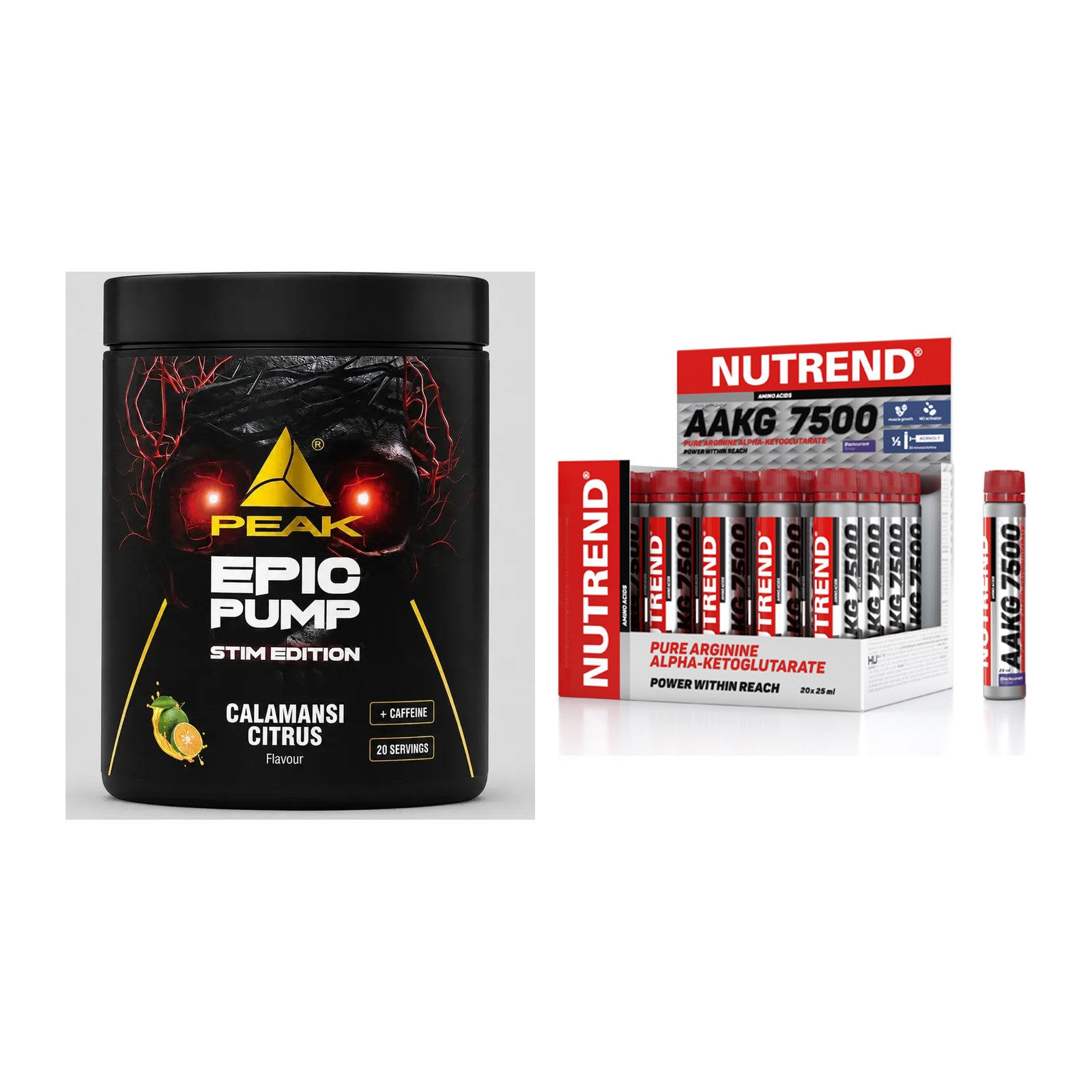 Тренировъчен комплект: Peak Epic Pump Stim Edition + Nutrend AAKG 7500 Shots - всички артикули са включени