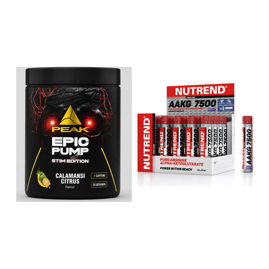 Trainings-Set: Peak Epic Pump Stim Edition + Nutrend AAKG 7500 Shots – alle enthaltenen Artikel
