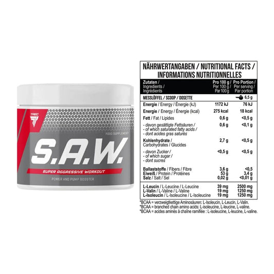 Trainings-Set: Trec Nutrition SAW Booster + MST BCAA Zero – alle enthaltenen Artikel