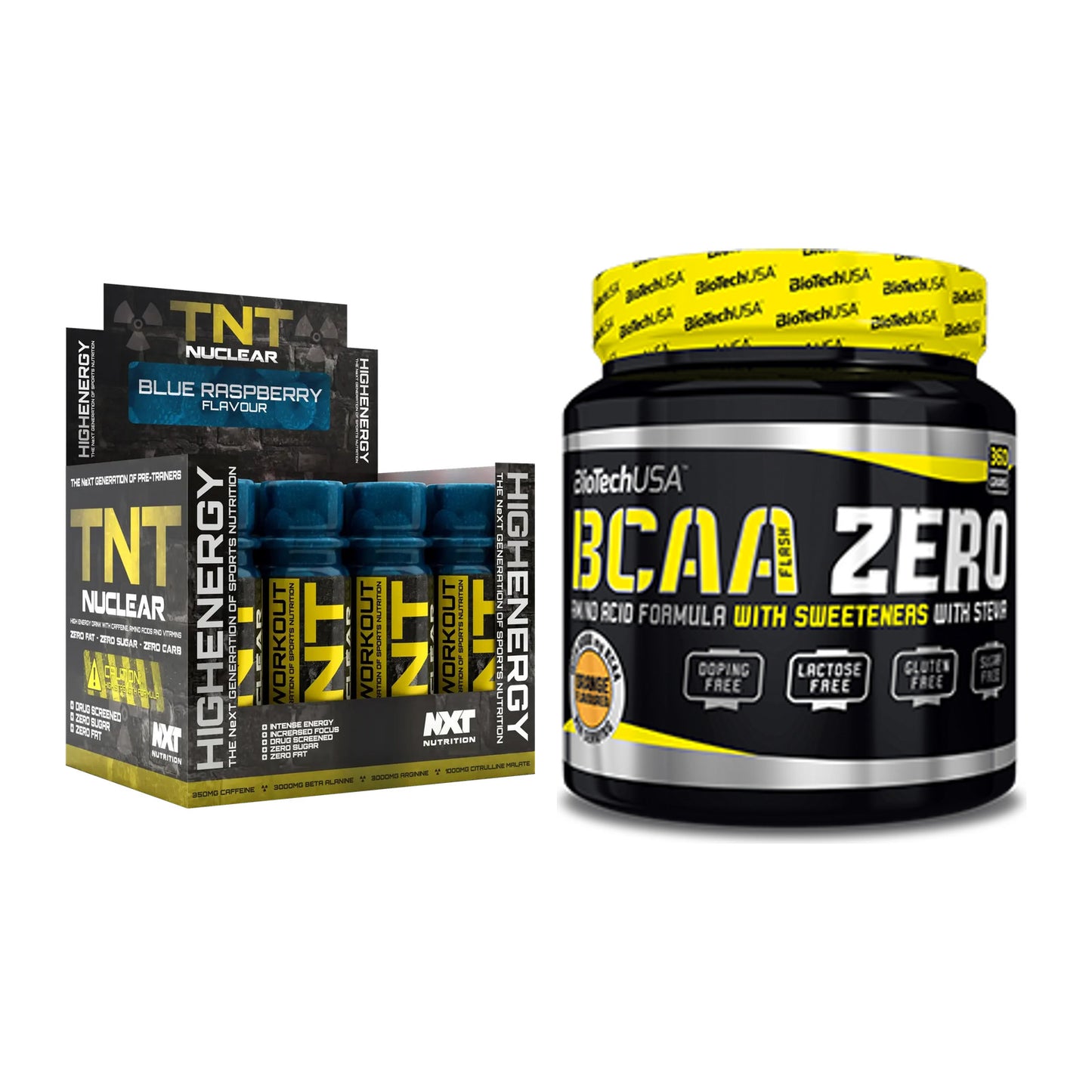 Trainings-Set: NXT Nutrition TNT Nuclear Shots + BioTech BCAA Zero – alle enthaltenen Artikel