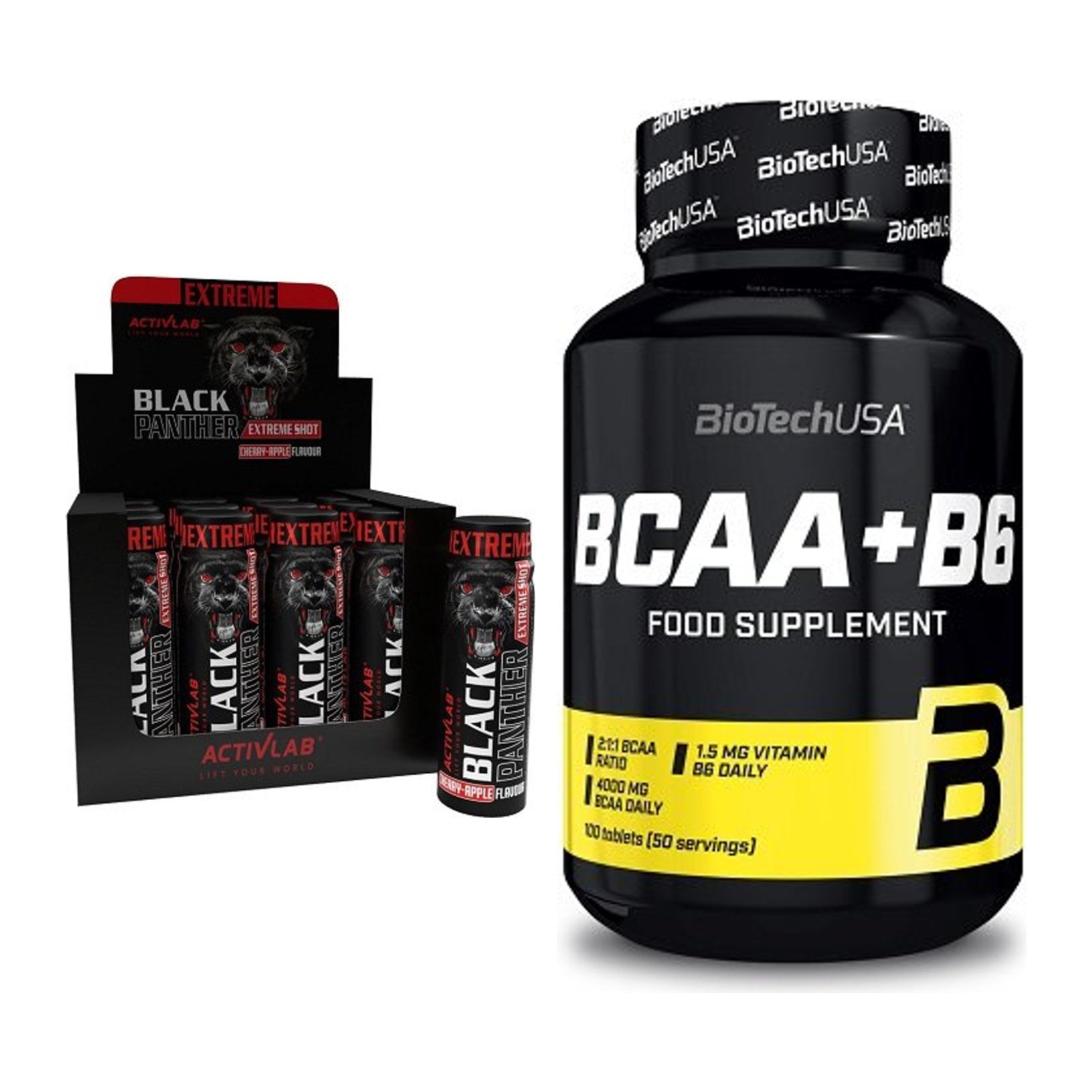 Trainings-Set: Activlab Black Panther + BioTech BCAA+B6 100 Tabl – alle enthaltenen Artikel