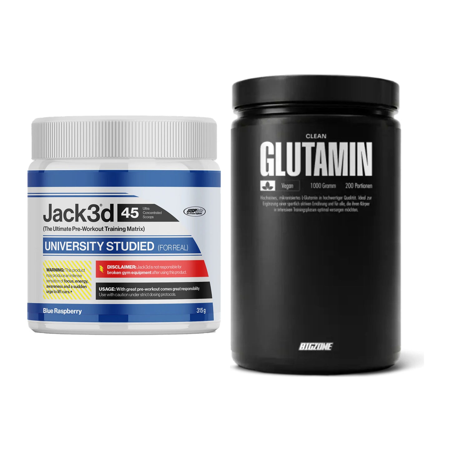 Trainings-Set: USP Labs Jack3d 45 Serv. + Big Zone Glutamin – alle enthaltenen Artikel