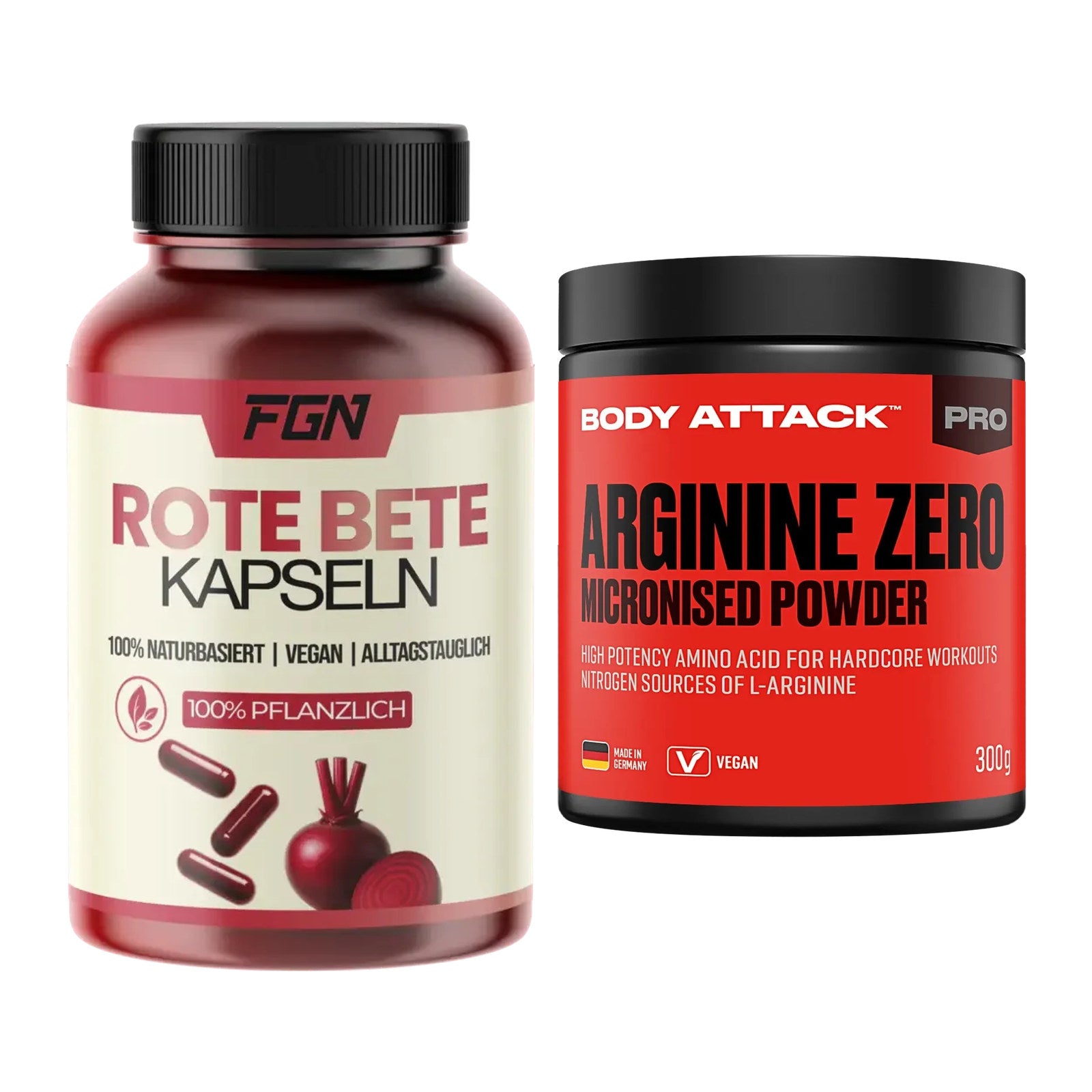Trainings-Set: FGN Rote Beete + Body Attack 100 % Arginine Zero – alle enthaltenen Artikel