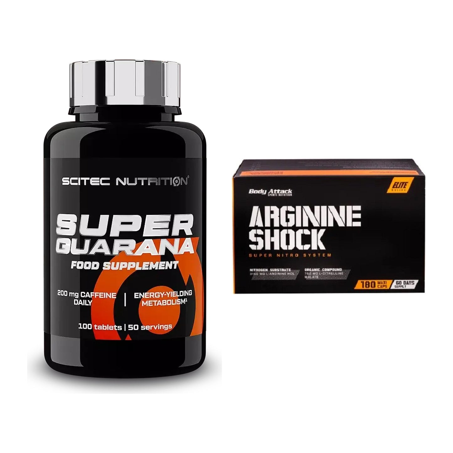 Trainings-Set: Scitec Super Guarana 100 + Body Attack Arginine Shock – alle enthaltenen Artikel