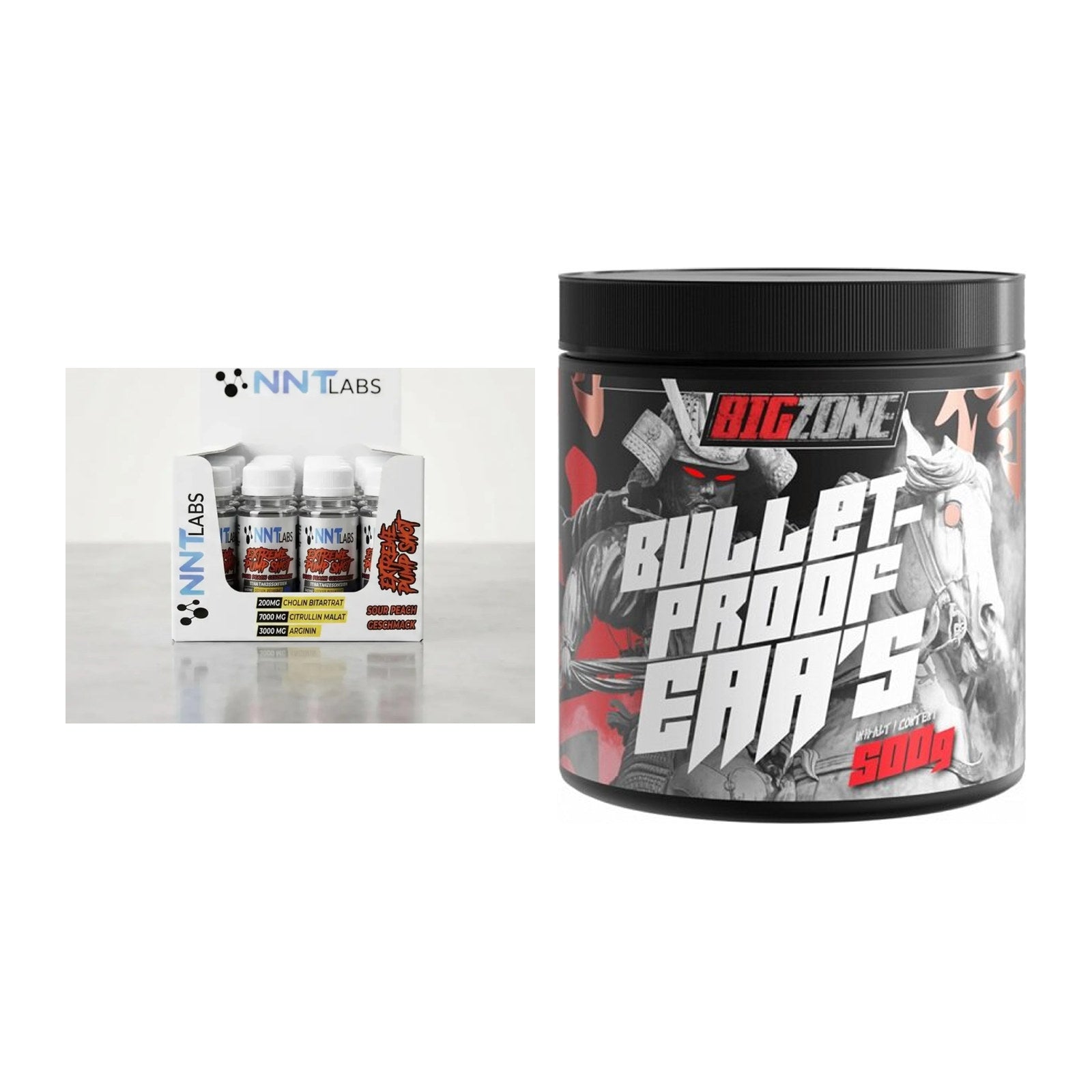 Trainings-Set: NNT Extreme Pump Shot + Big Zone Bulletproof EAA's – alle enthaltenen Artikel