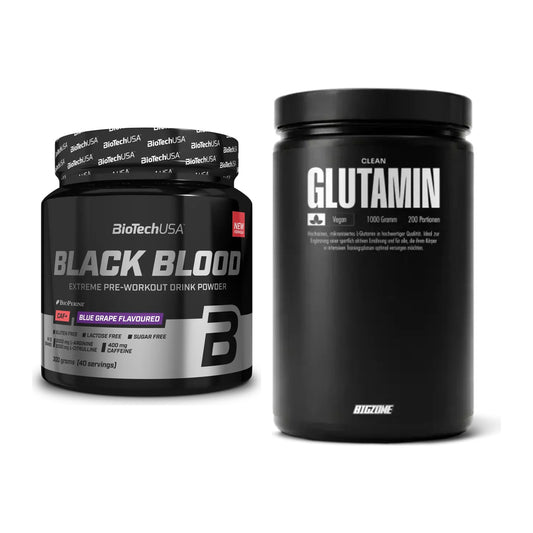 Trainings-Set: BioTech Black Blood CAF+ 300g (80 + Big Zone Glutamin – alle enthaltenen Artikel