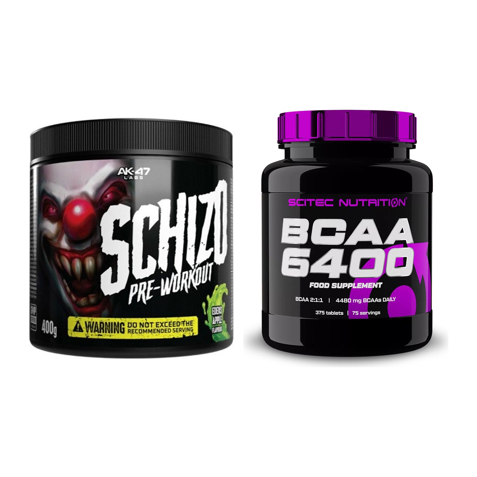 Trainings-Set: AK47 Labs Schizo Pre-Workout + Scitec BCAA 6400 – alle enthaltenen Artikel