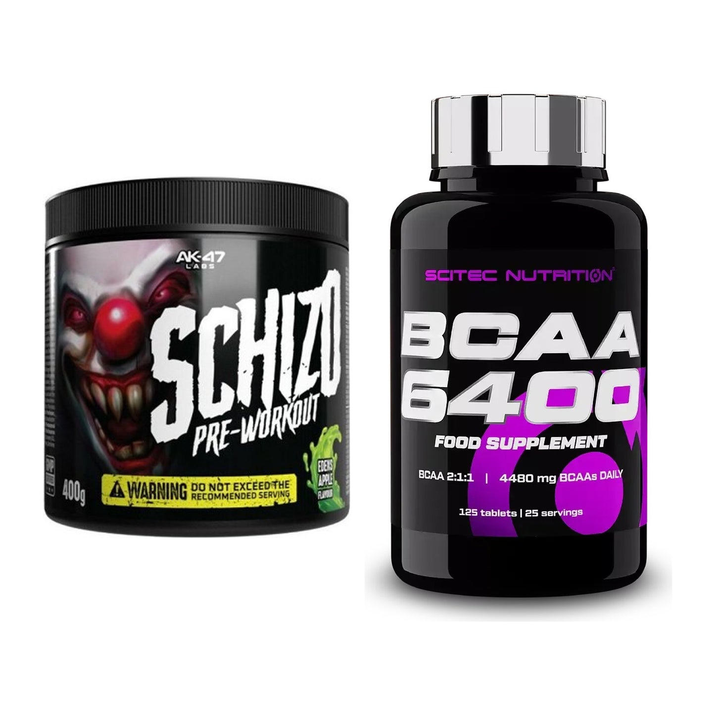 Trainings-Set: AK47 Labs Schizo Pre-Workout + Scitec BCAA 6400 – alle enthaltenen Artikel